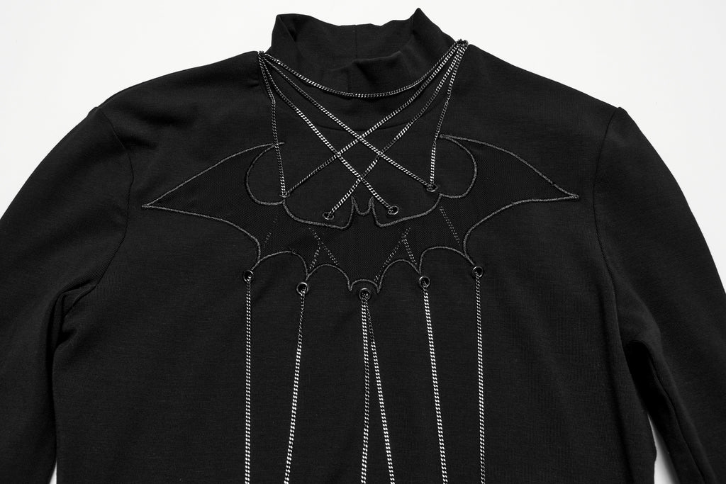 Punk Rave Morrigan Bat Chain Goth Top In Black