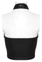Punk Rave Valora Cross Fur Halter Top In Crimson