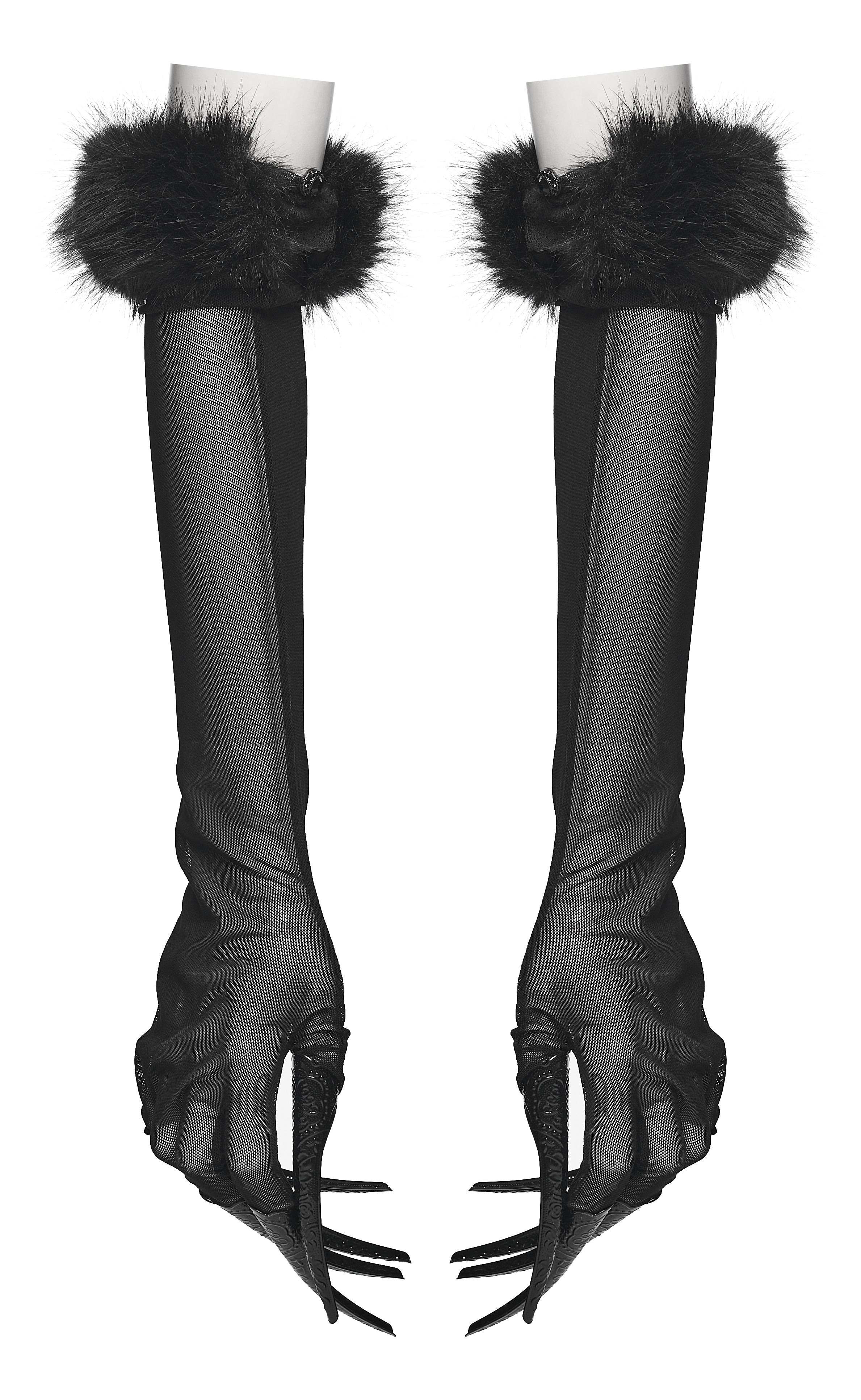 Punk Rave Fluffy Goth Gloves