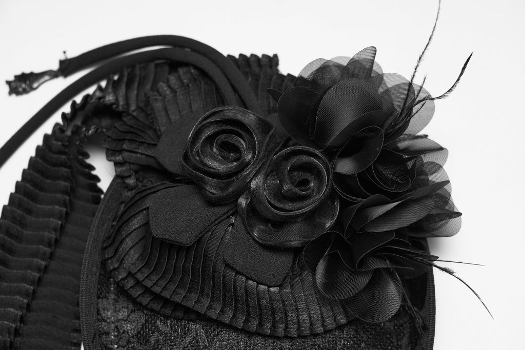 Punk Rave Goth Rose Ribbon Formal Hat