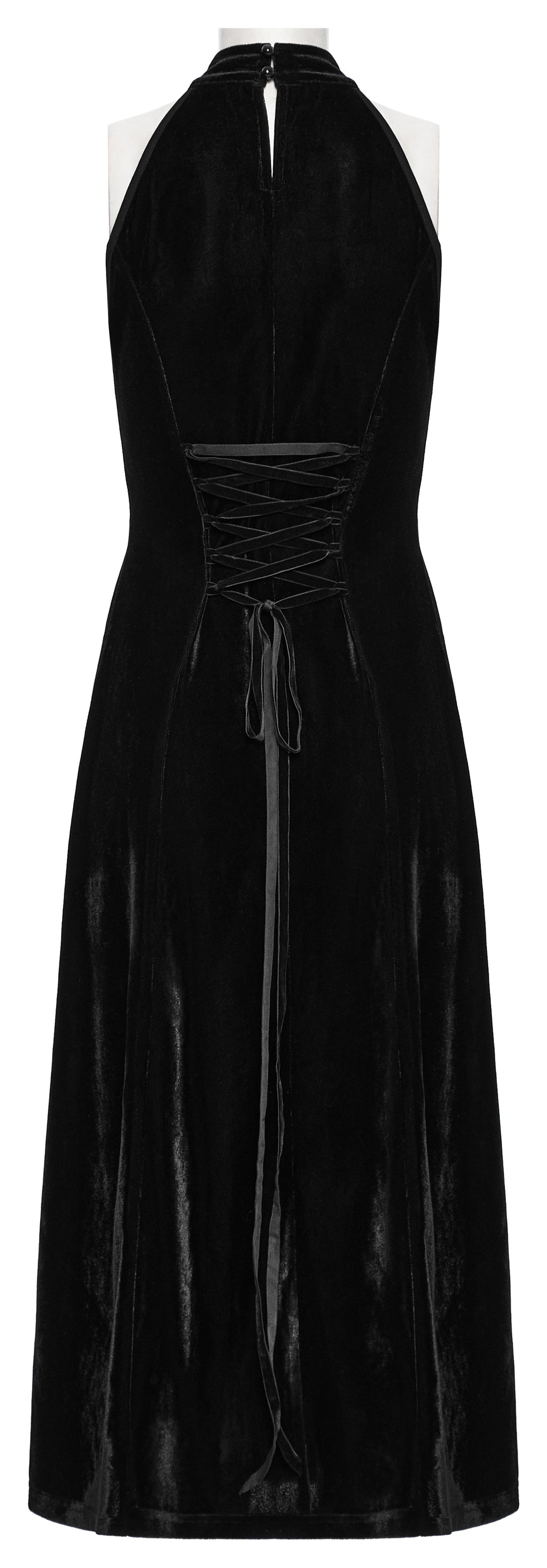 Punk Rave Selene Velvet Mesh High Slit Goth Dress In Black
