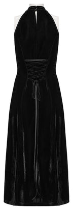 Punk Rave Selene Velvet Mesh High Slit Goth Dress In Black