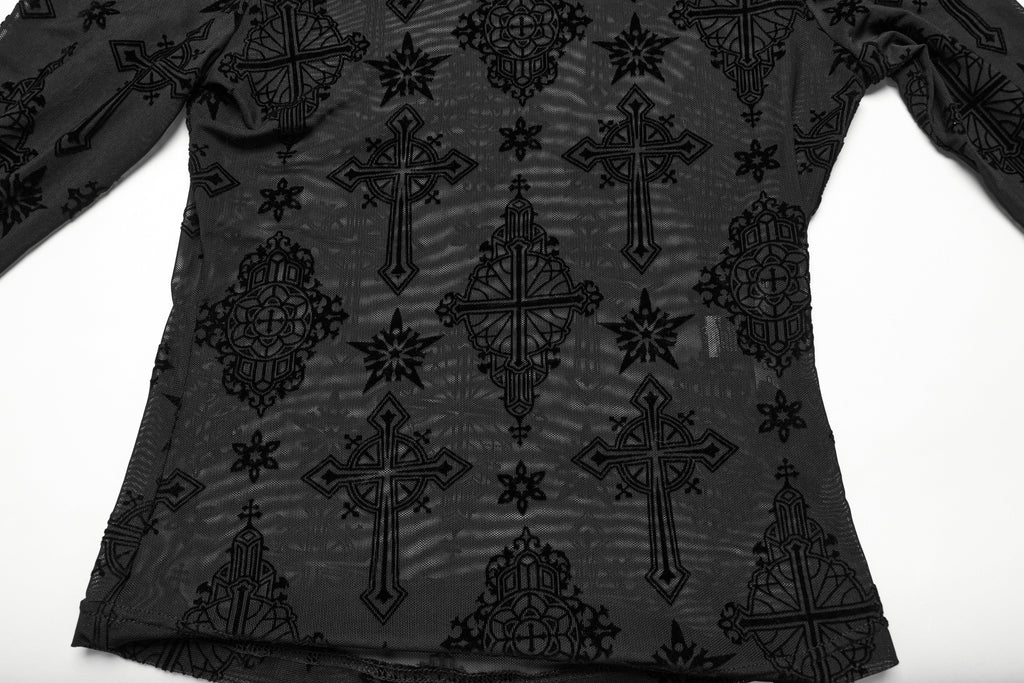 Punk Rave Ravena Cross Flocking Mesh Top