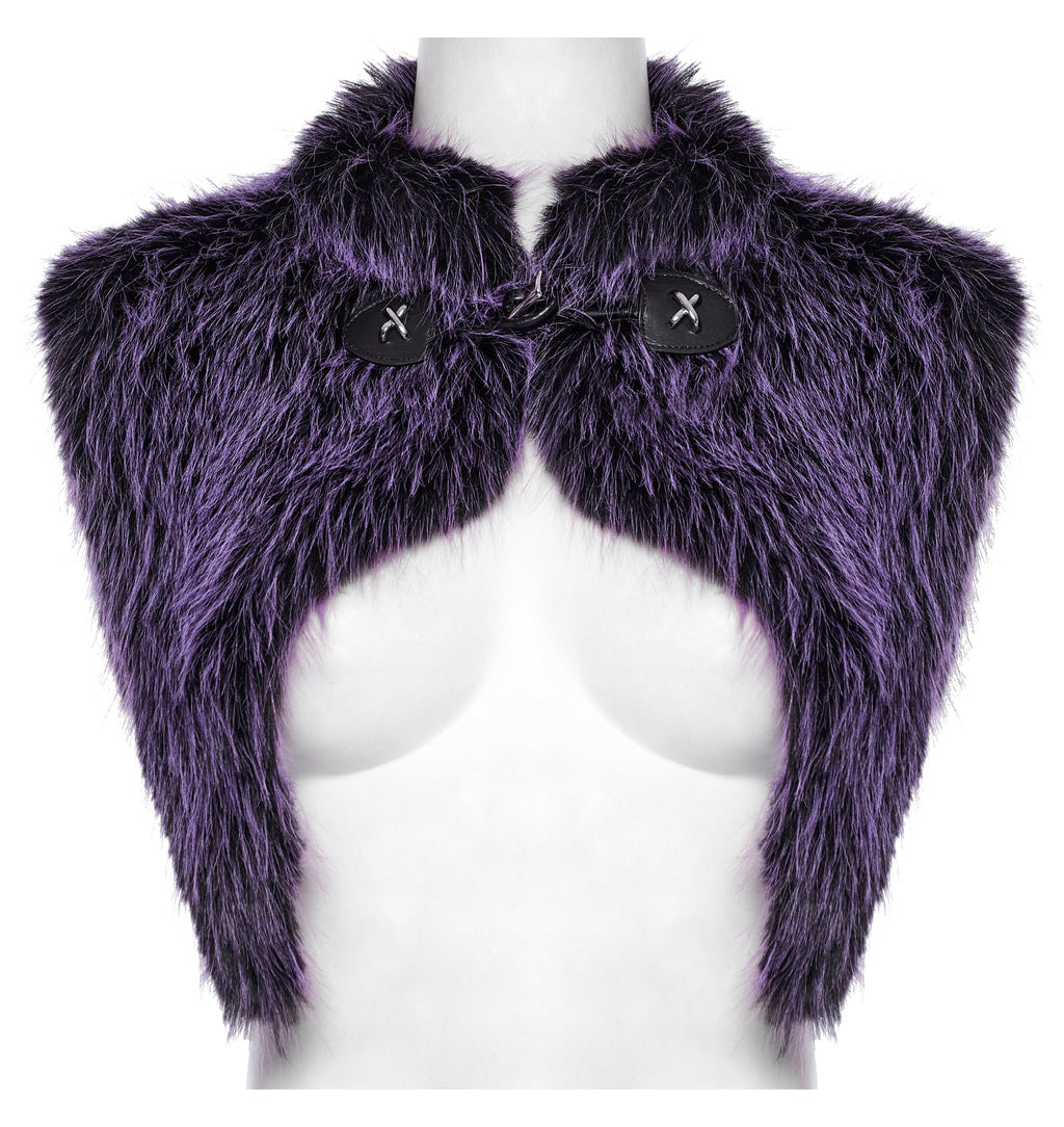 Punk Rave Lilith Gradient Devil Fur Shawl In Violet