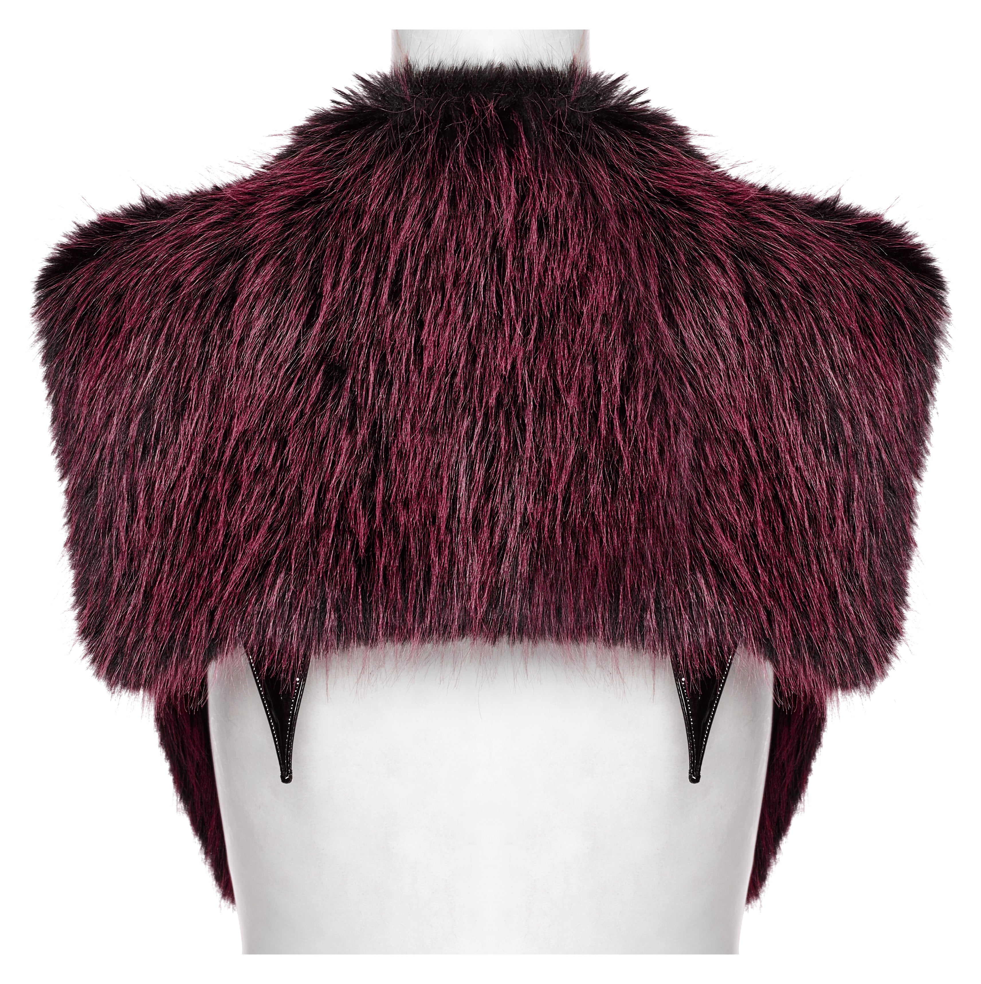 Punk Rave Lilith Gradient Devil Fur Shawl in Crimson