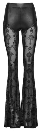 Punk Rave Seraphina Cross Flocking Flare Pants