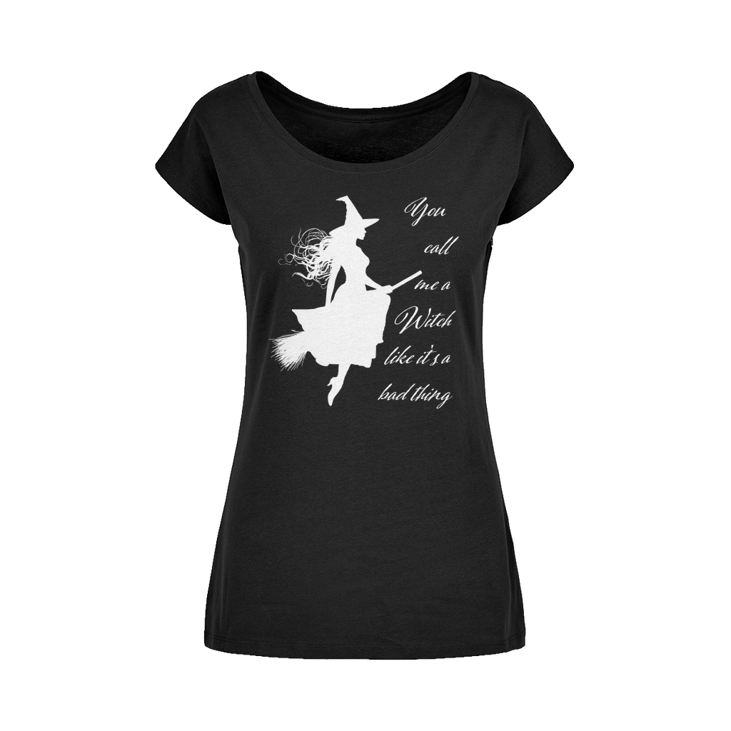 Call Me a Witch Wide Neck Womens T-Shirt Black Womens
