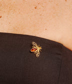 Gold Amber Bee Brooch
