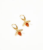 Gold Amber Bee Earrings