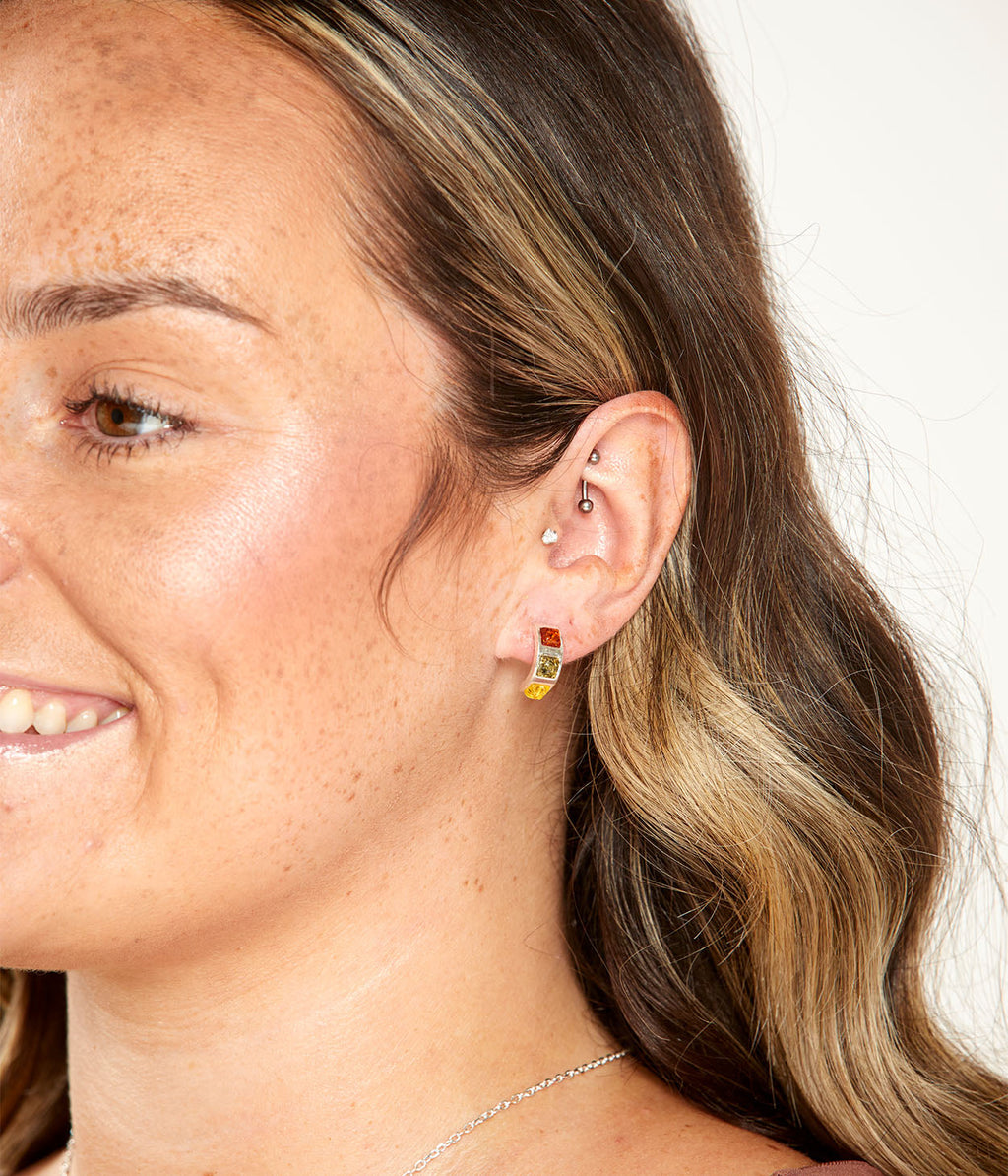 Multicolour Baguette Amber Earrings (PRE-ORDER)