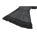 Dark in Love Belladonna Lace-Up High Collar Puff Sleeve Goth Dress in Black