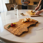 Large Handmade Olive Wood Freeform Serving Board | Extra Large Live Edge Charcuterie & Chopping Board | Unique Grain | 35–60 cm