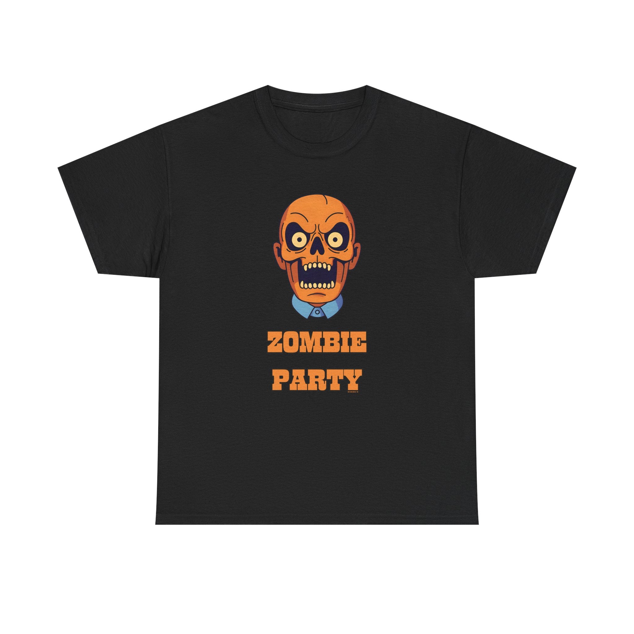 Zombie Party Printed T-Shirt 100% Cotton Novelty Scary Skull Halloween Tee Black