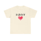 Mummy Heart Printed T-Shirt 100% Cotton Novelty Mum Mom Tee Birthday Mother's Day Gift Natural