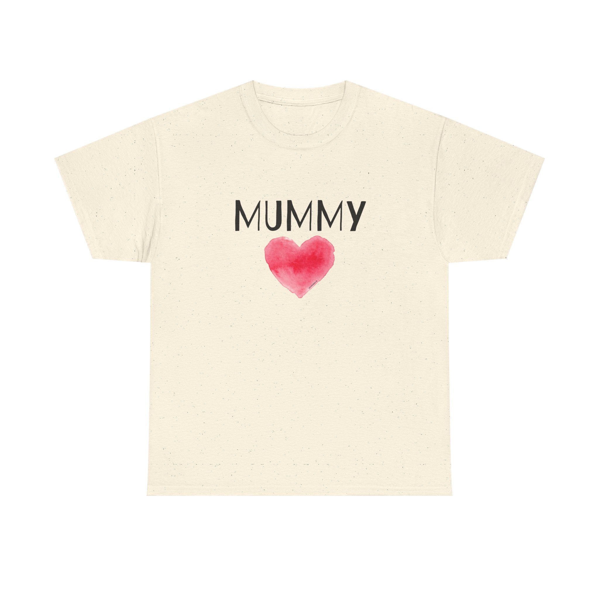 Mummy Heart Printed T-Shirt 100% Cotton Novelty Mum Mom Tee Birthday Mother's Day Gift Natural