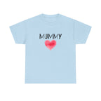 Mummy Heart Printed T-Shirt 100% Cotton Novelty Mum Mom Tee Birthday Mother's Day Gift Light Blue