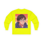 Geek Anime Boy Long Sleeve Tee 100% Cotton Retro Japanese Cartoon T-Shirt Gift Safety Green