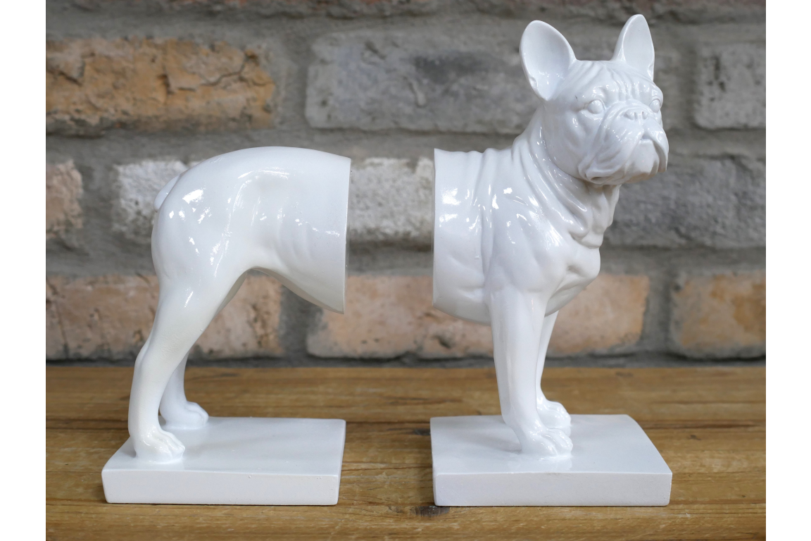 White Dog Bookends