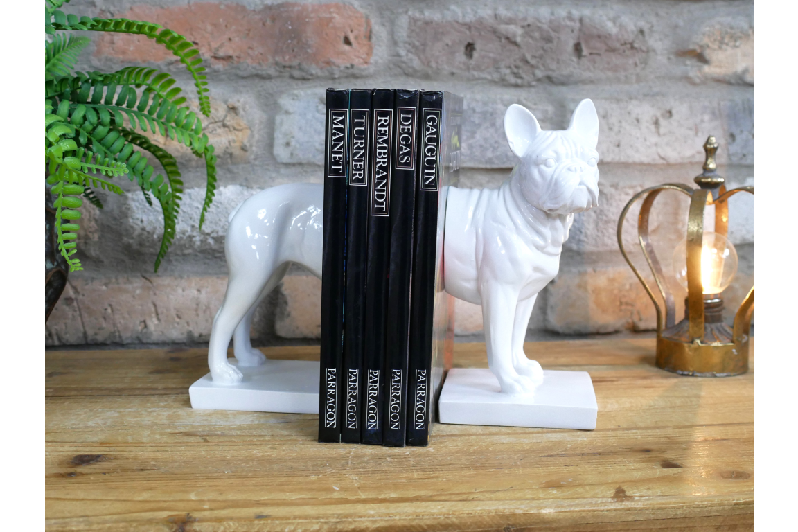 White Dog Bookends