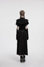 Punk Rave Elysia Velvet Ruffle Goth Shawl In Black