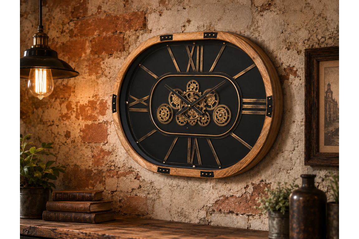 Oval Clock With Cogs
