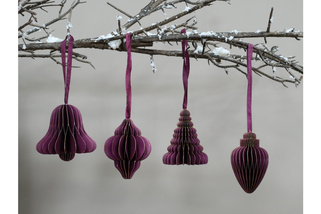 Set of 4 Decorations (8cm) - Purple