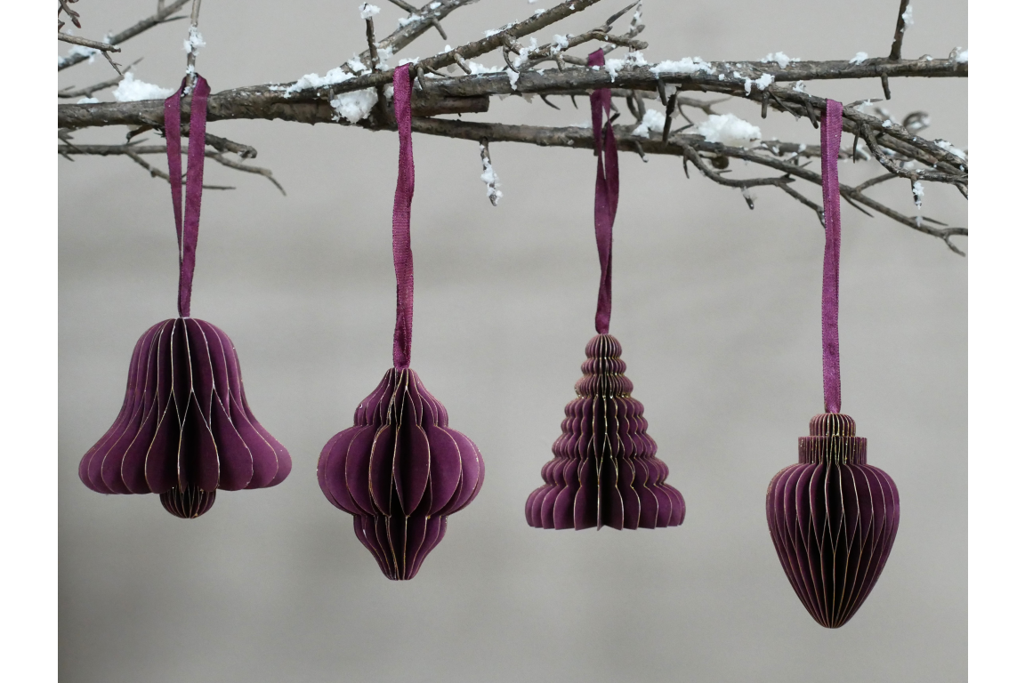 Set of 4 Decorations (8cm) - Purple