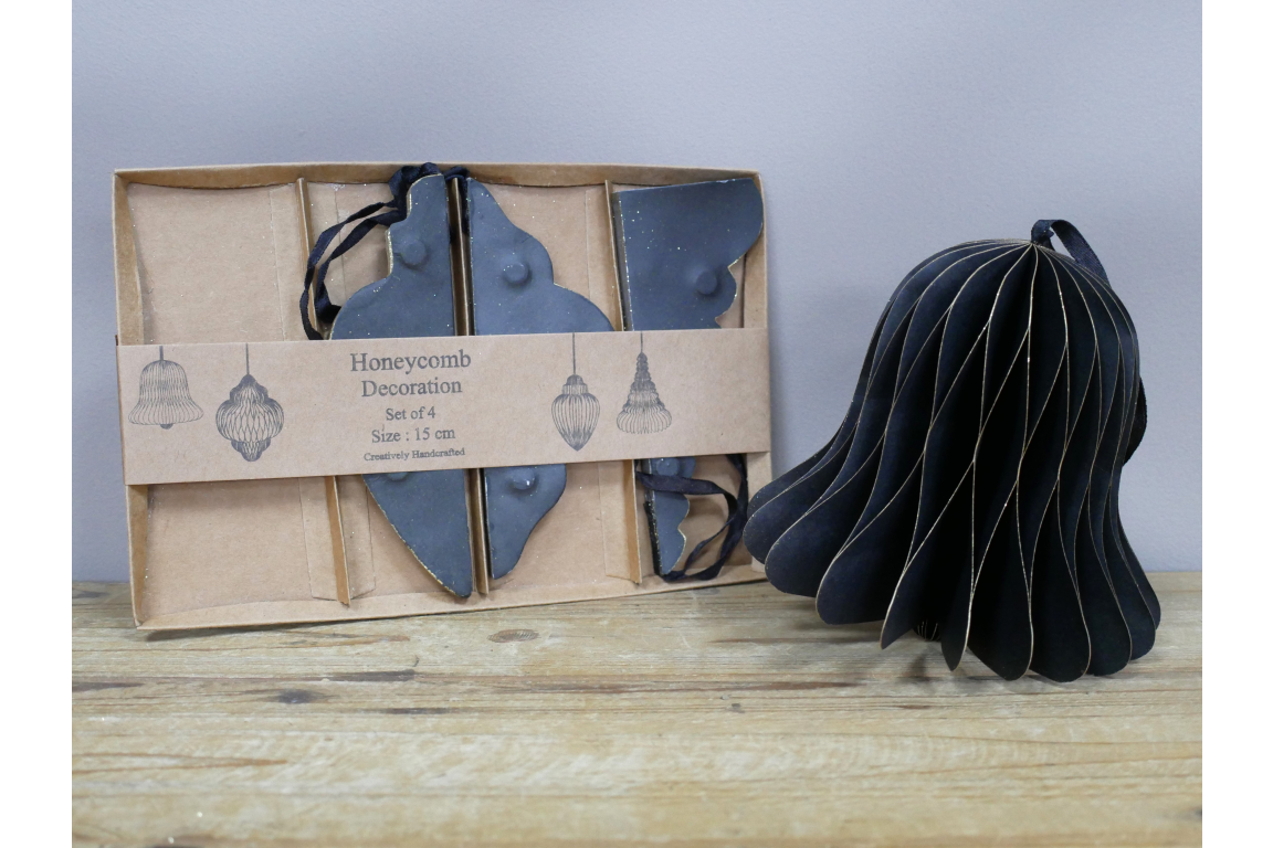 Set Of 4 Decorations (15cm) - Black