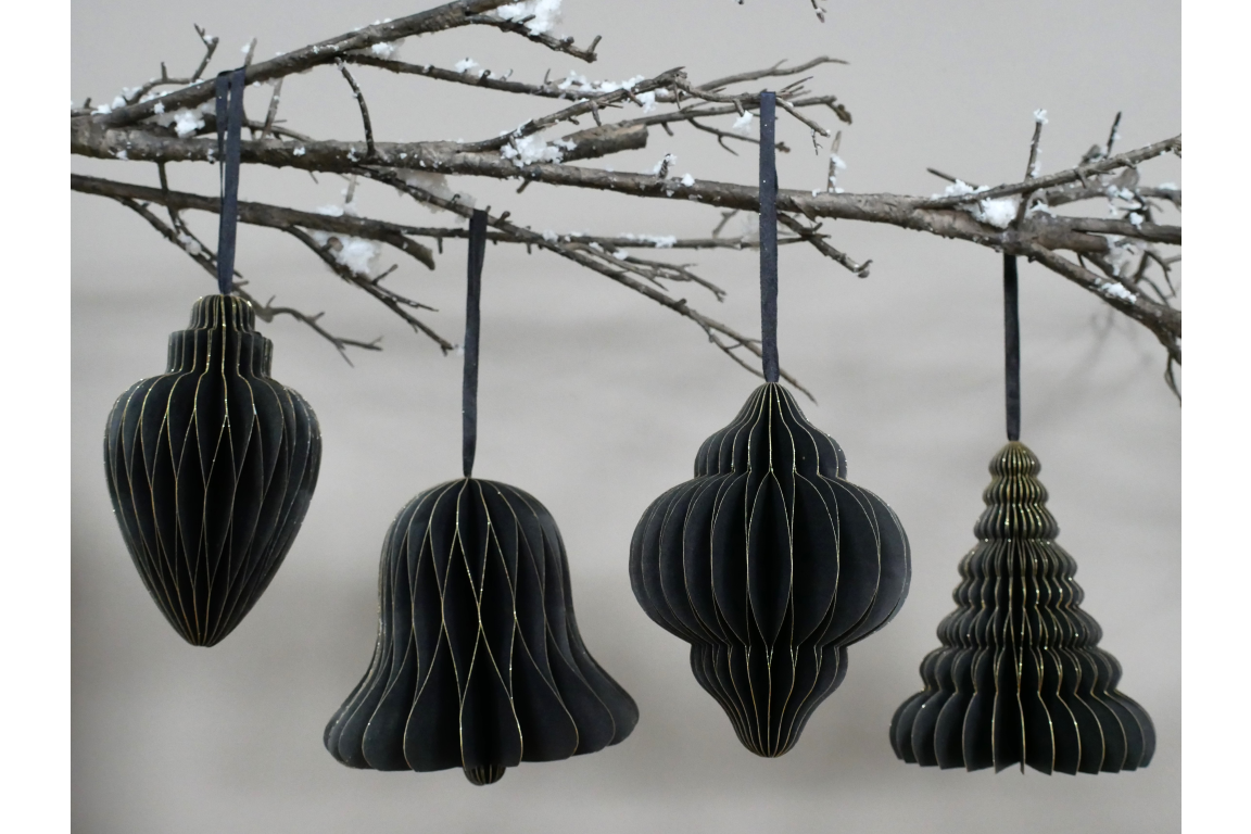 Set Of 4 Decorations (15cm) - Black