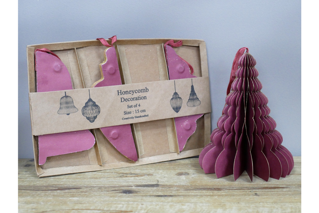 Set Of 4 Decorations (15cm) - Red