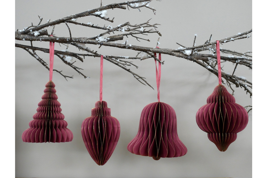 Set Of 4 Decorations (15cm) - Red