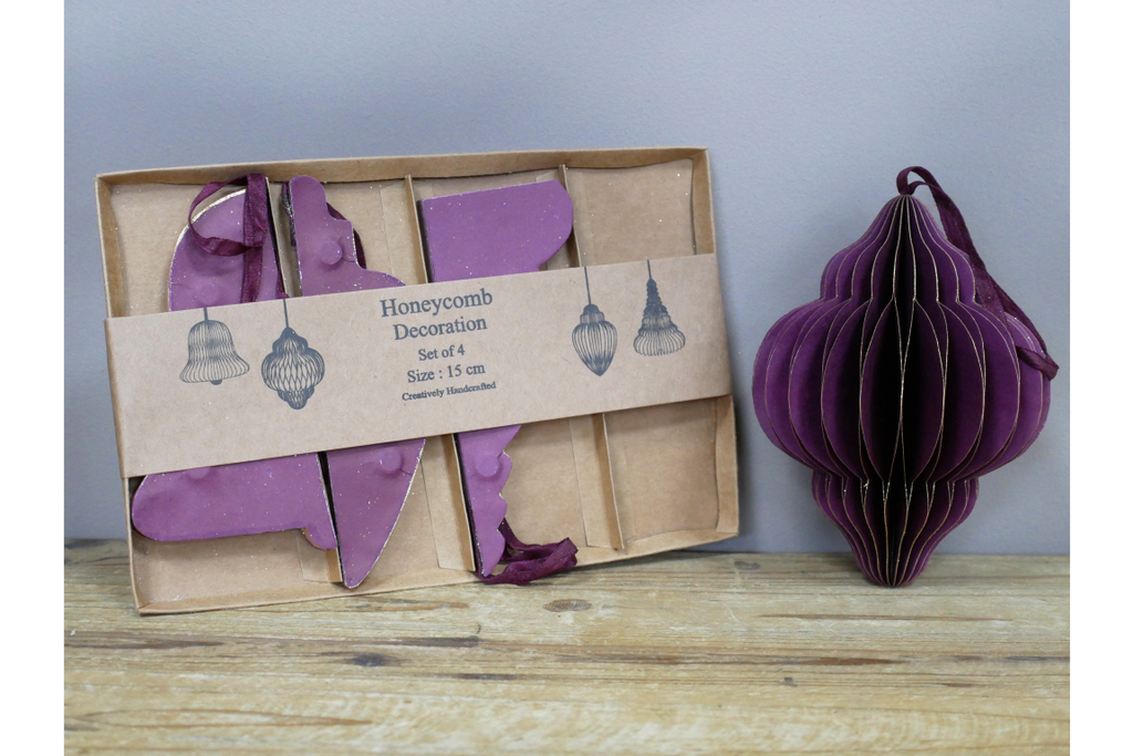 Set Of 4 Decorations (15cm) - Purple
