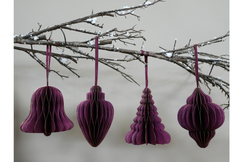 Set Of 4 Decorations (15cm) - Purple