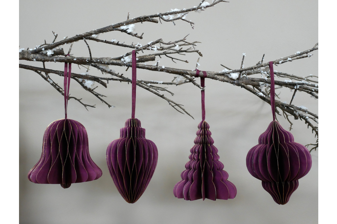Set Of 4 Decorations (15cm) - Purple