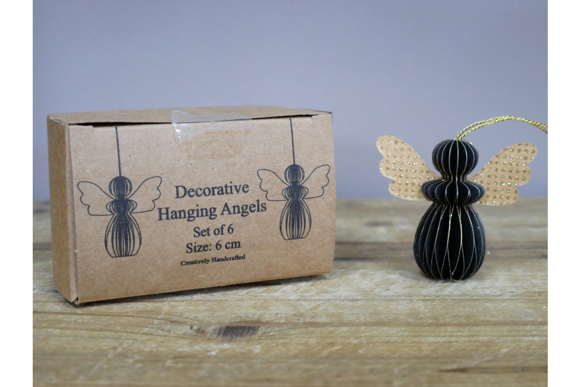 Set Of 6 Angels - Black