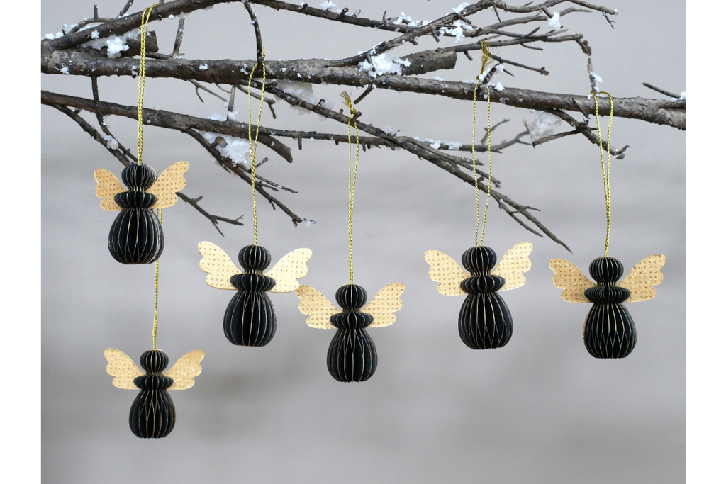Set Of 6 Angels - Black