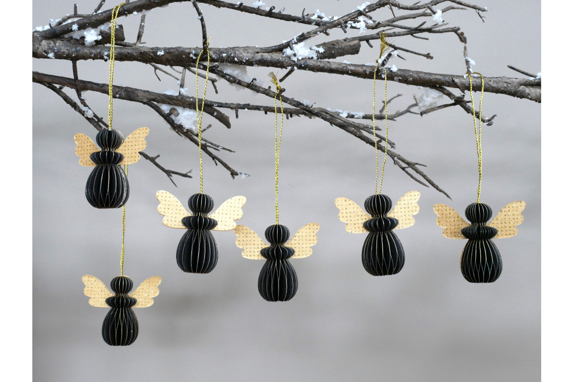 Set Of 6 Angels - Black