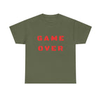Game Over Printed T-Shirt 100% Cotton Novelty Gamer Tee Gift Military Green
