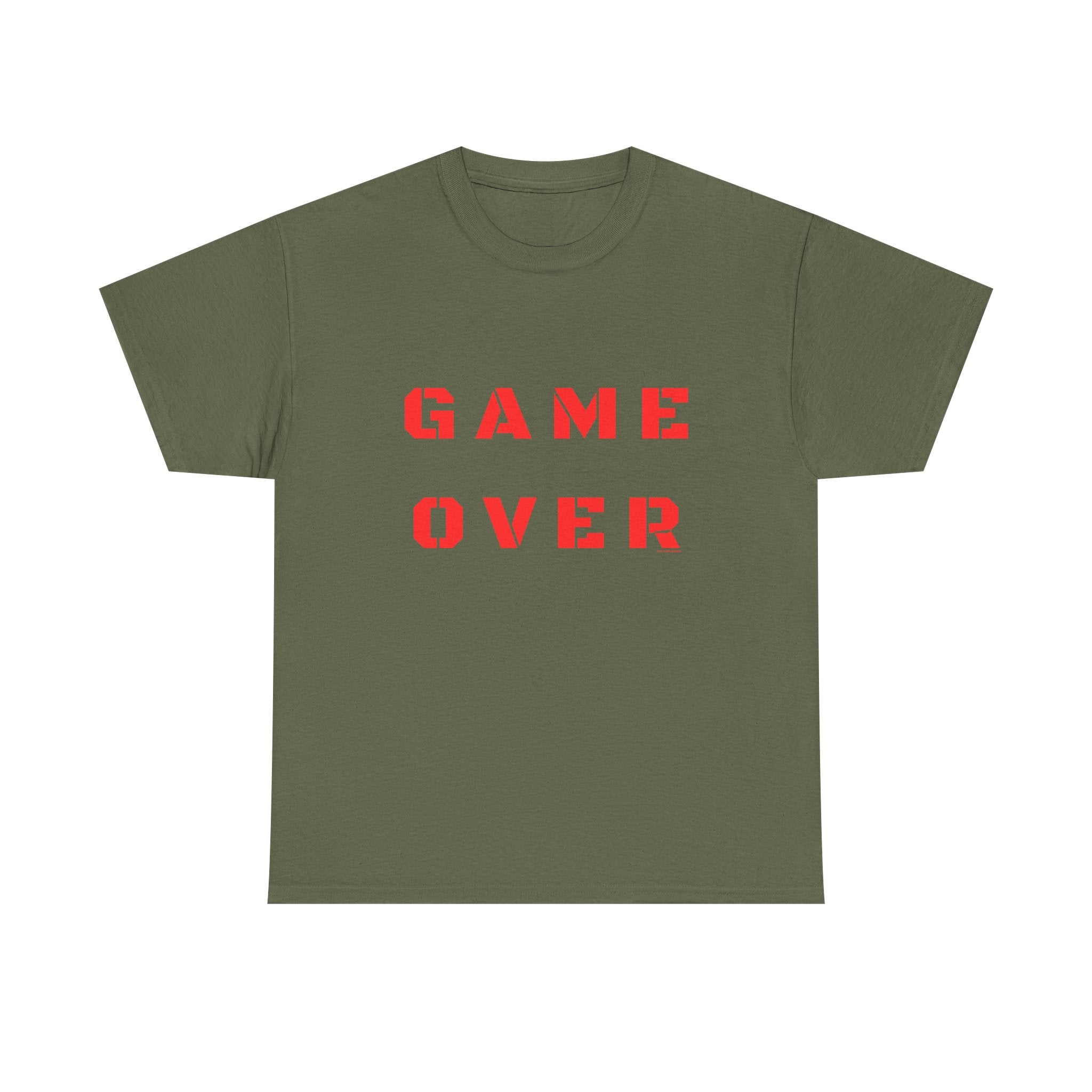 Game Over Printed T-Shirt 100% Cotton Novelty Gamer Tee Gift Military Green