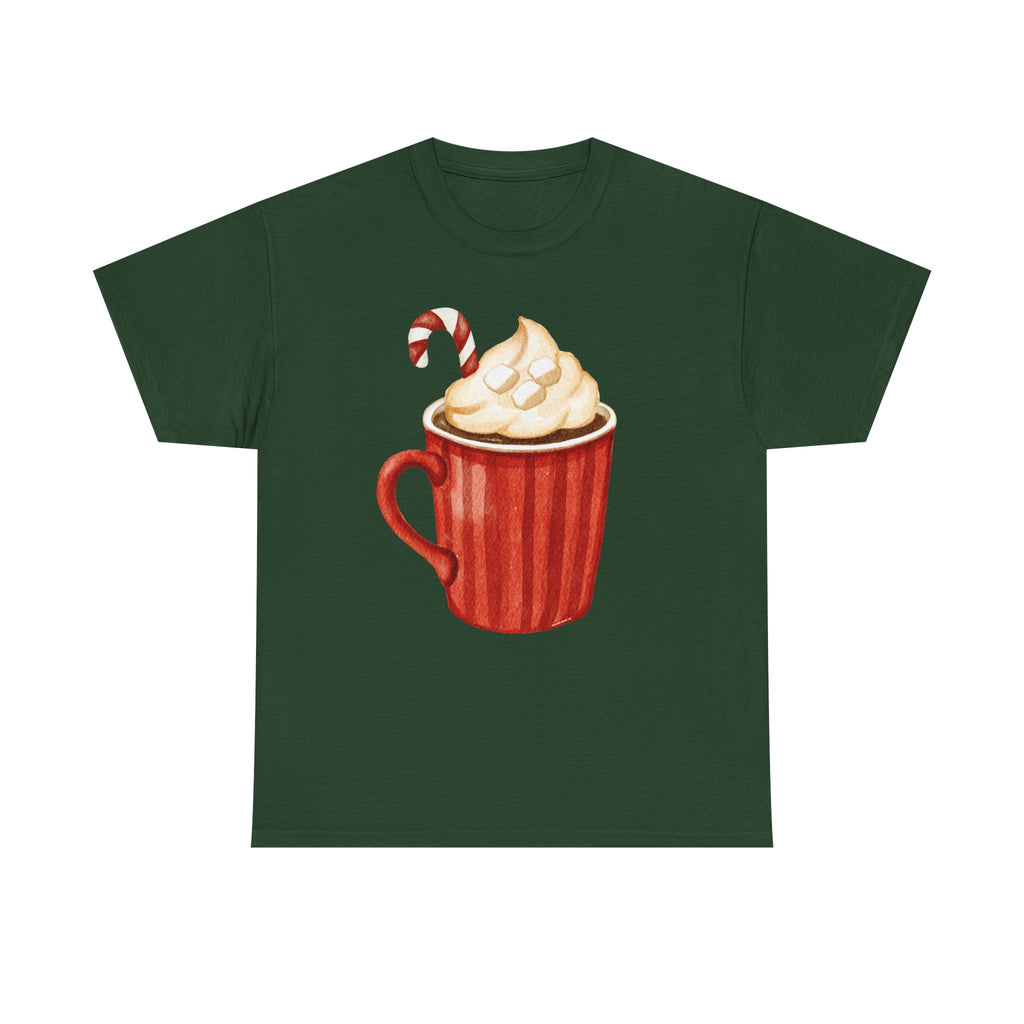 Giant Christmas Latte Printed T-Shirt 100% Cotton Novelty Coffee Xmas Tee Gift Forest Green
