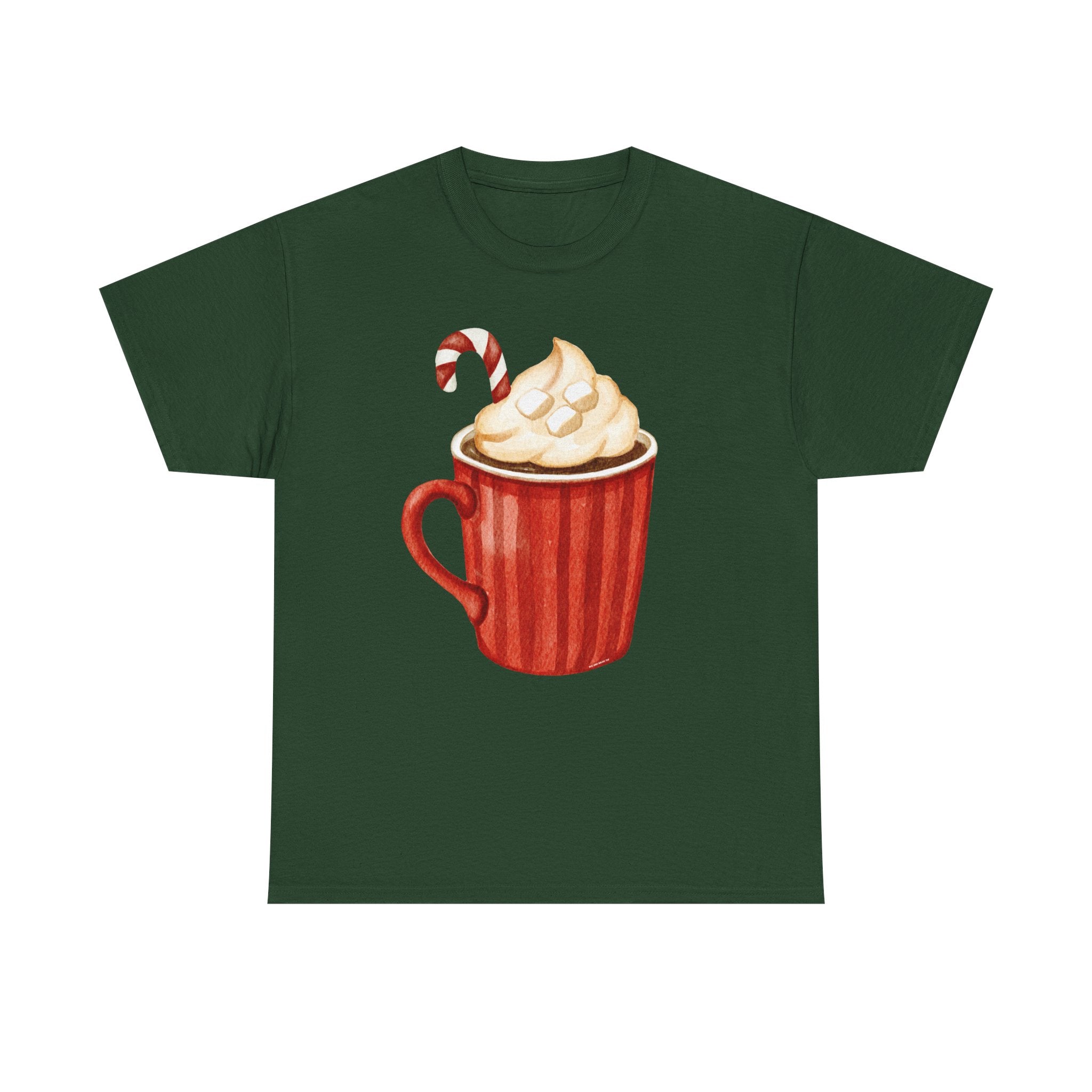 Giant Christmas Latte Printed T-Shirt 100% Cotton Novelty Coffee Xmas Tee Gift Forest Green