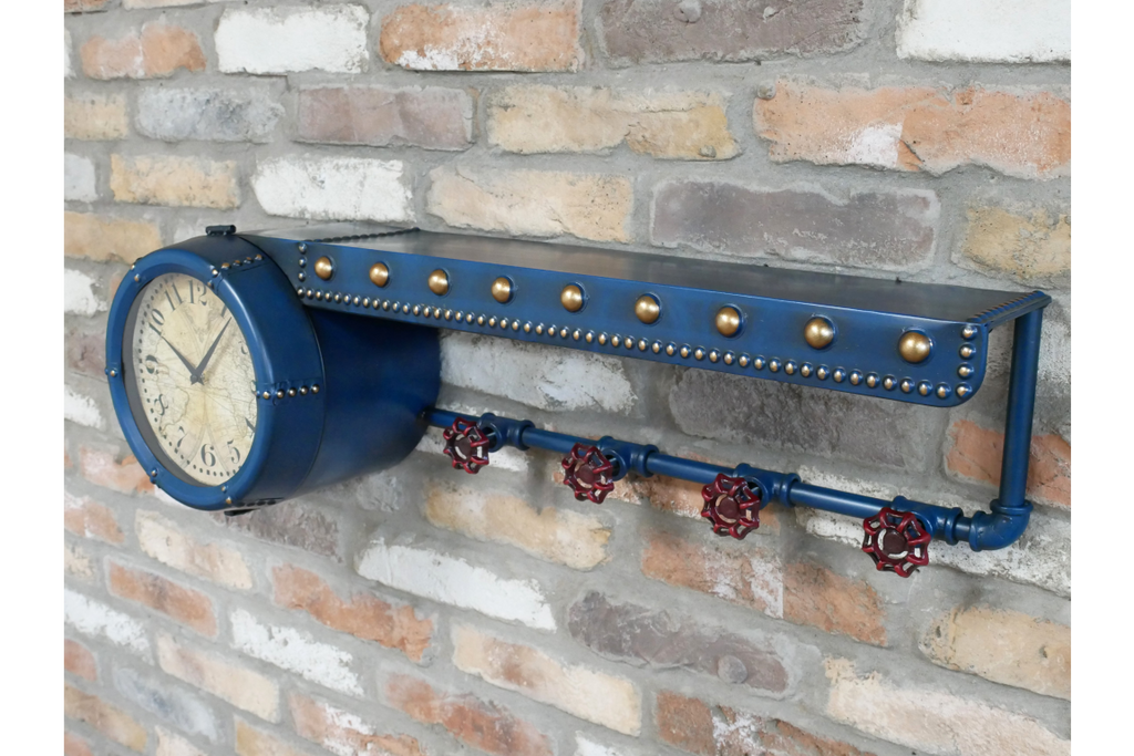 Shelf With Clock & Hooks