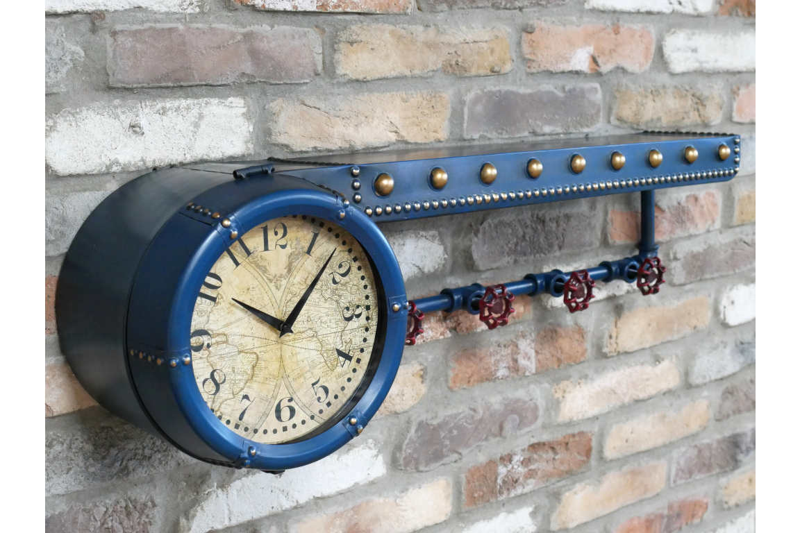 Shelf With Clock & Hooks