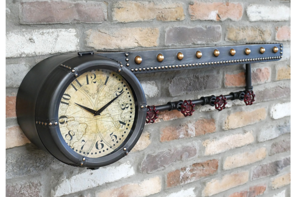 Shelf With Clock & Hooks