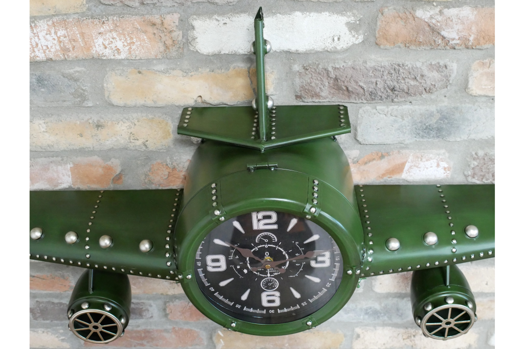 Green Aeroplane Clock