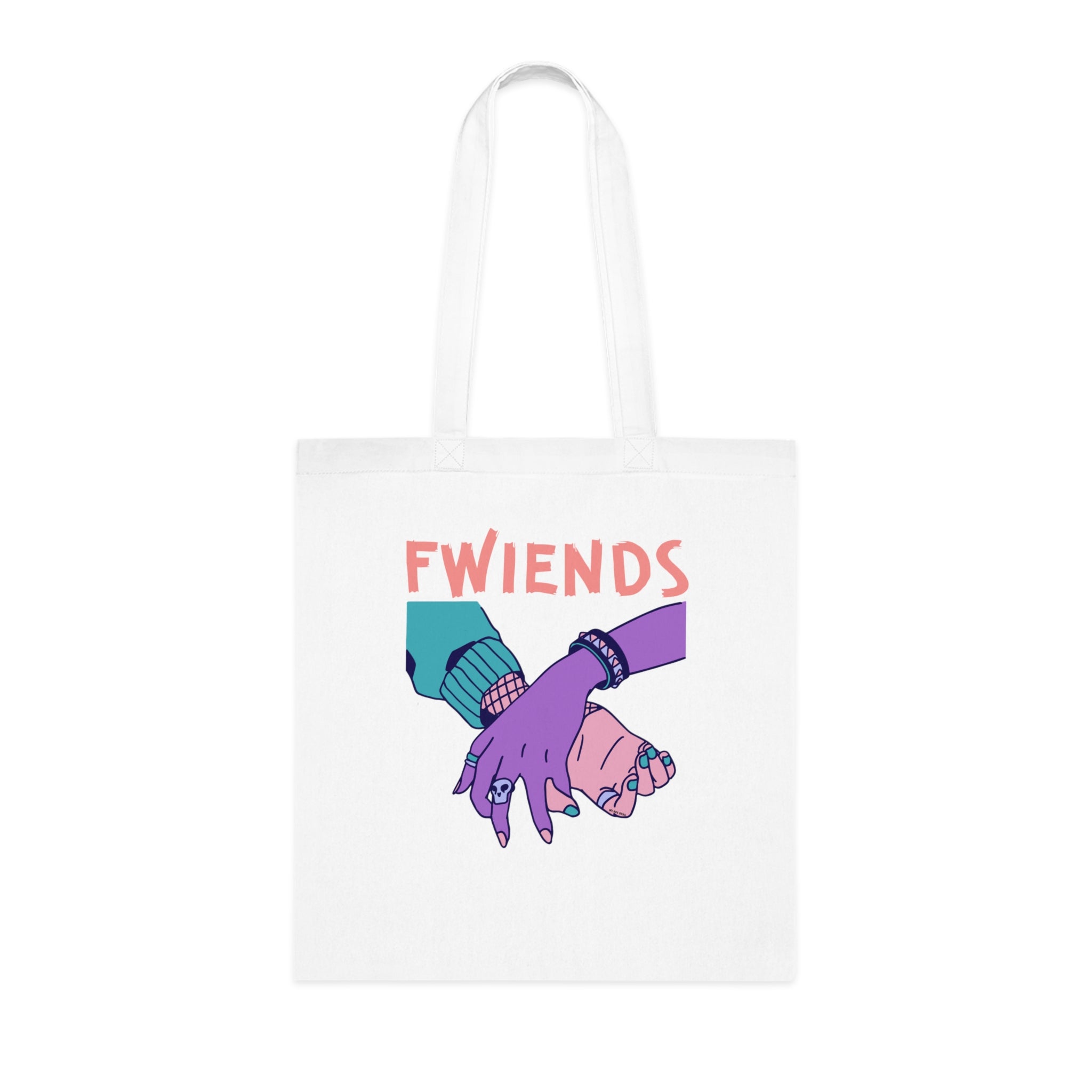 Fwiends Hands Printed Cotton Tote Bag Reusable Shopping Bag Friend Birthday Gift One size White