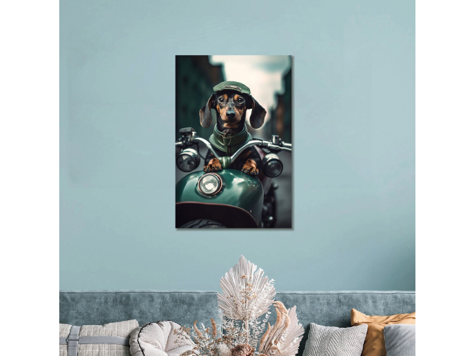 Motorbike Dachshund Wall Art