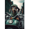 Motorbike Dachshund Wall Art