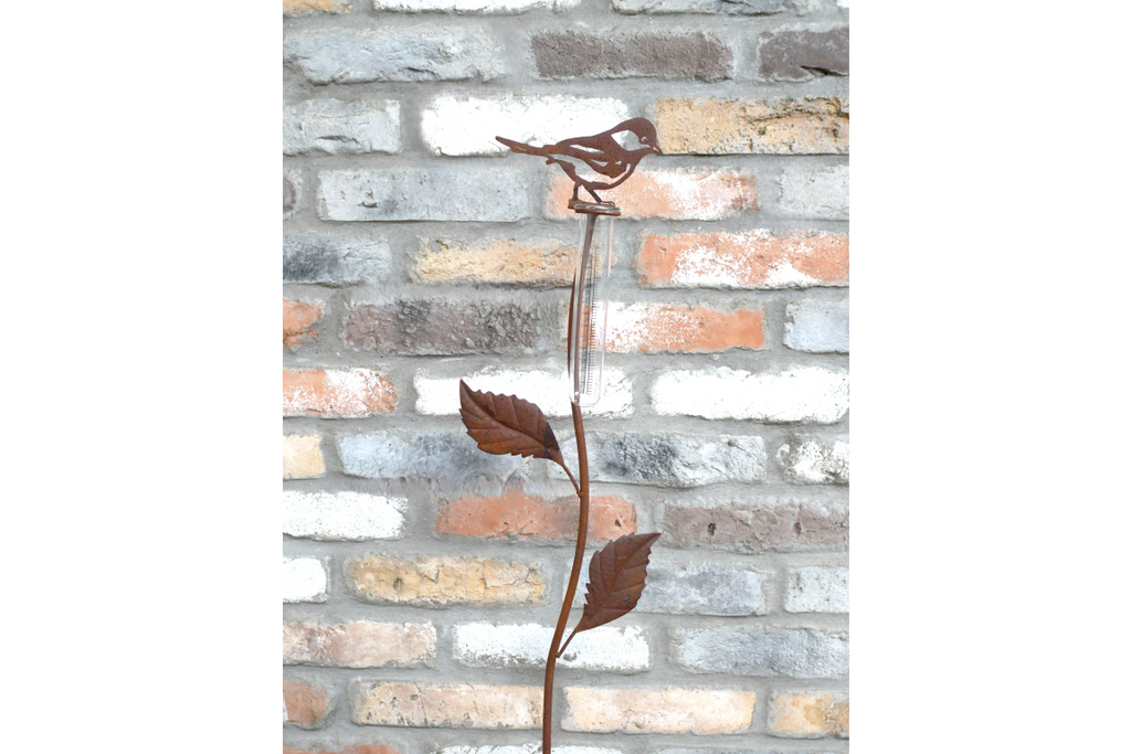 Rusty Bird Stake Rain Catcher