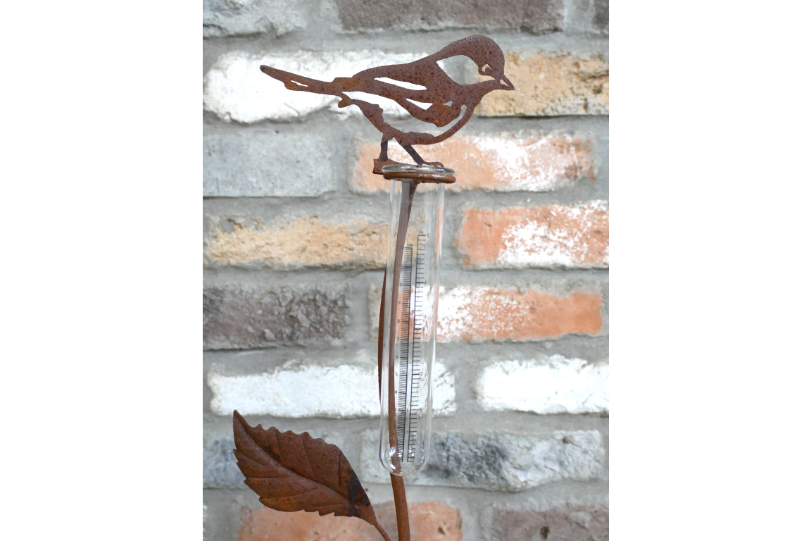 Rusty Bird Stake Rain Catcher